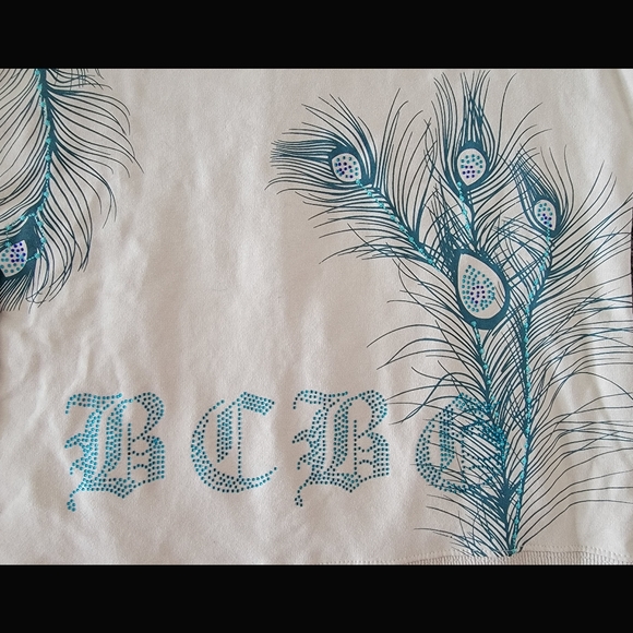 BNWT Y2K Women's Med BCBGMaxAzria Canvas Colored Bedazzled Blue Peacock Hoodie - Picture 10 of 12